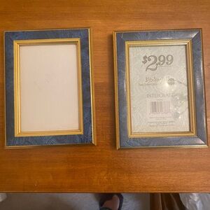 Intercraft blue and Gold Picture Frame Set - 3.5 x 5” frames - self standing